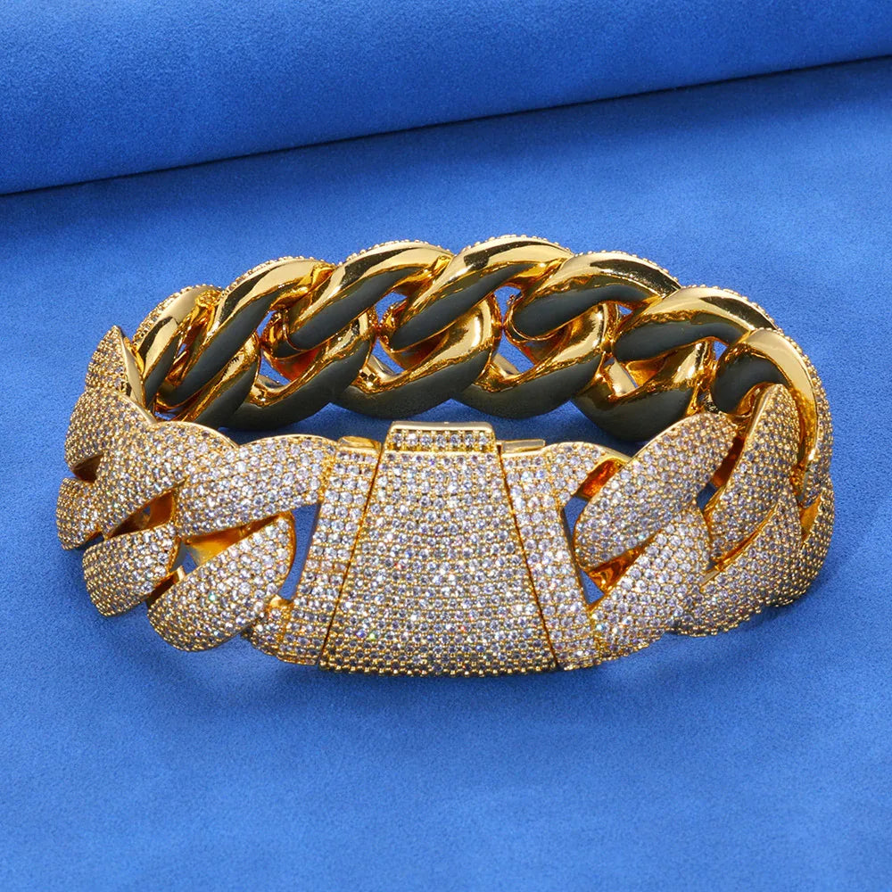 Custom 24mm S925 Silver Bubble Cuban Bracelet | Massive Heavyweight Rapper Chain | Caratix - CaratixJewelry